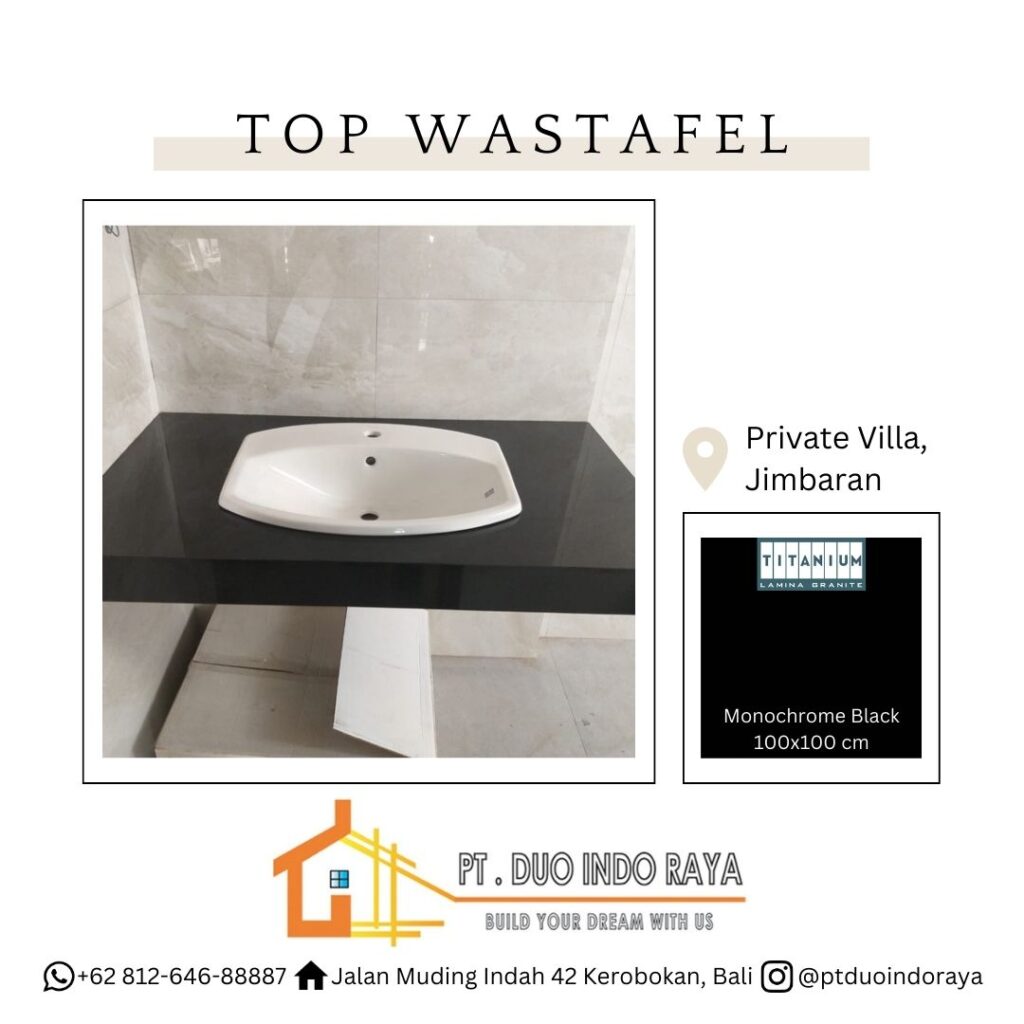 47 Top Wastafel Project at Private Villa, Jimbaran, Bali - Titanium Monochrome Black 100x100