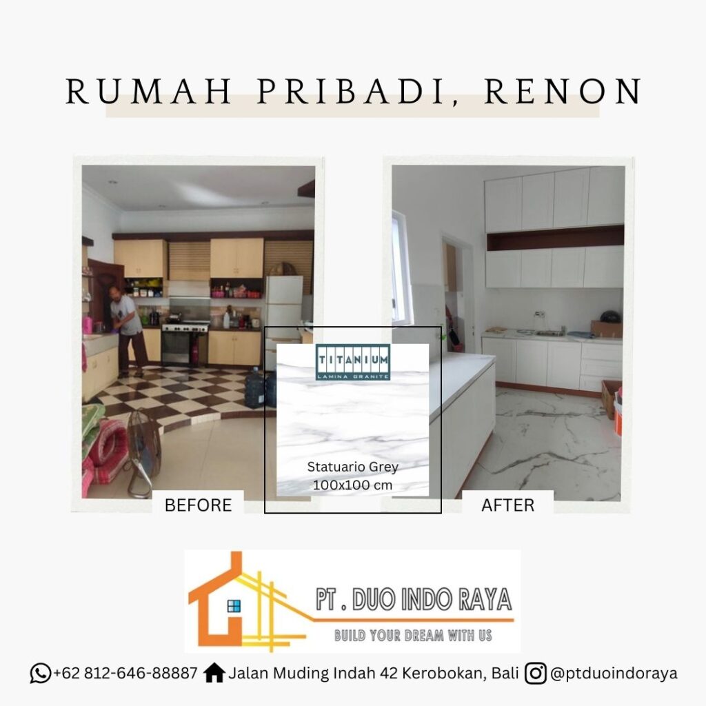 62 Project Kitchen renovation - Titanium Statuario Grey 100x100 - Private Residence, Renon, Denpasar, Bali