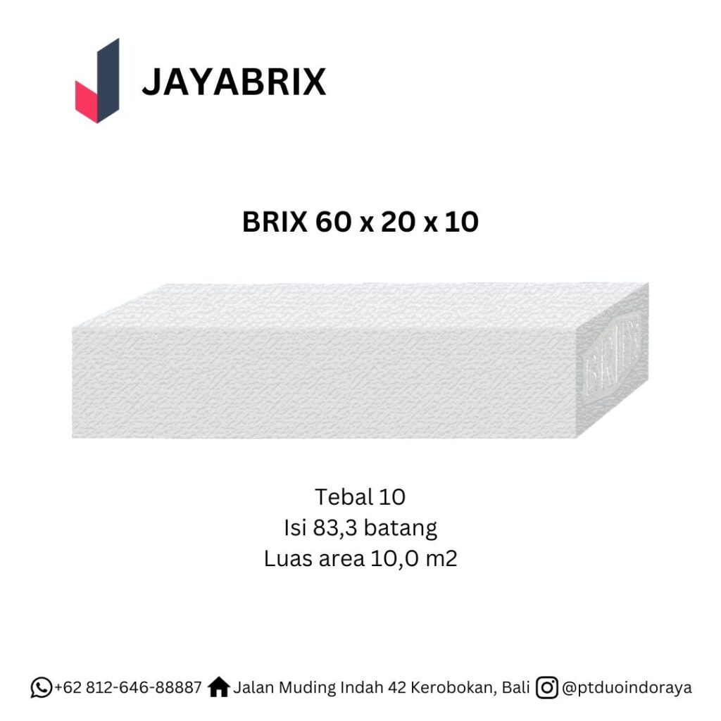 Brix 60x20x10 - Bata ringan Jayabrix tebal 10 PT. Duo Indo Raya Bali