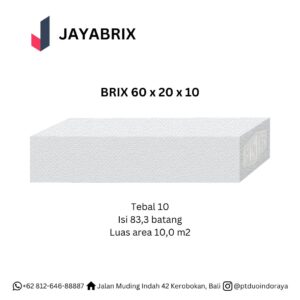 Brix 60x20x10 - Bata ringan Jayabrix tebal 10 PT. Duo Indo Raya Bali